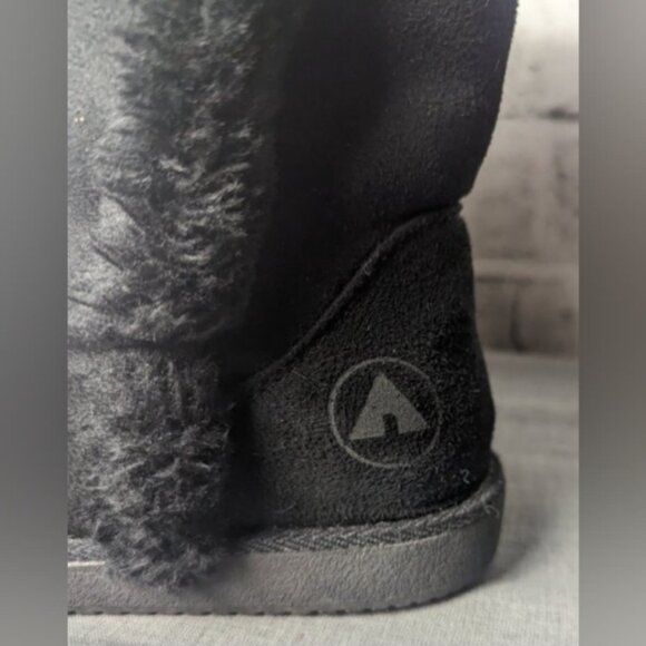 AirWalk Winter Black Hook & Loop Boots Faux Suede & Fur Lined - Picture 14 of 15